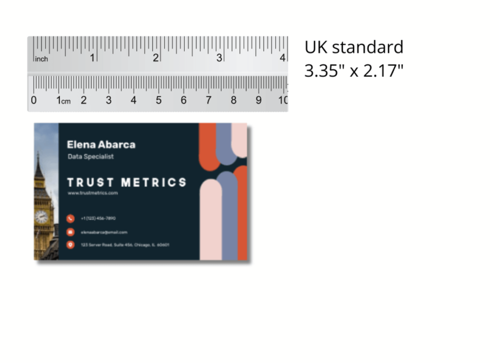 visual example of uk business card dimensions