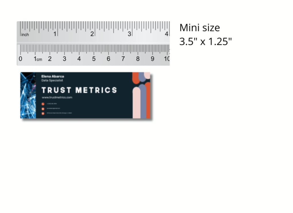 visual example of mini business card dimensions