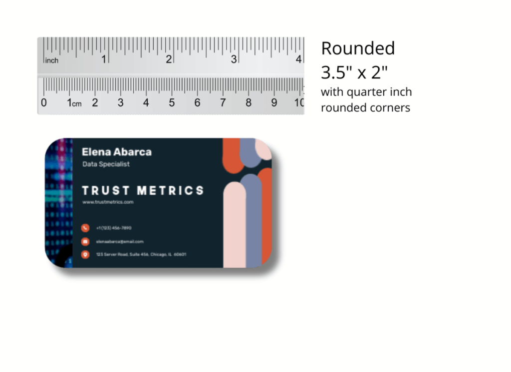visual example of rounded business card dimensions