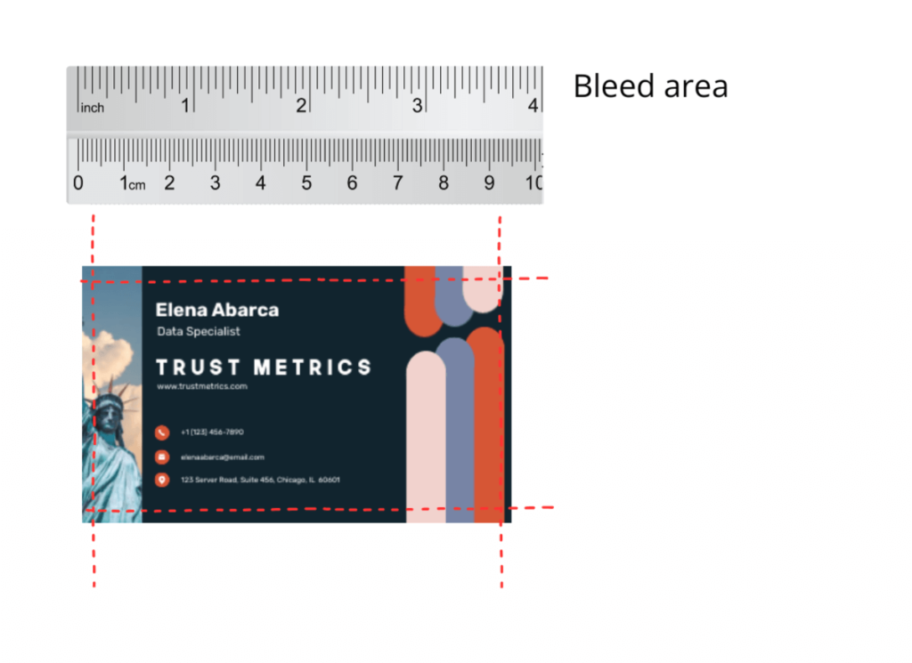 visual example of bleed in business card dimensions