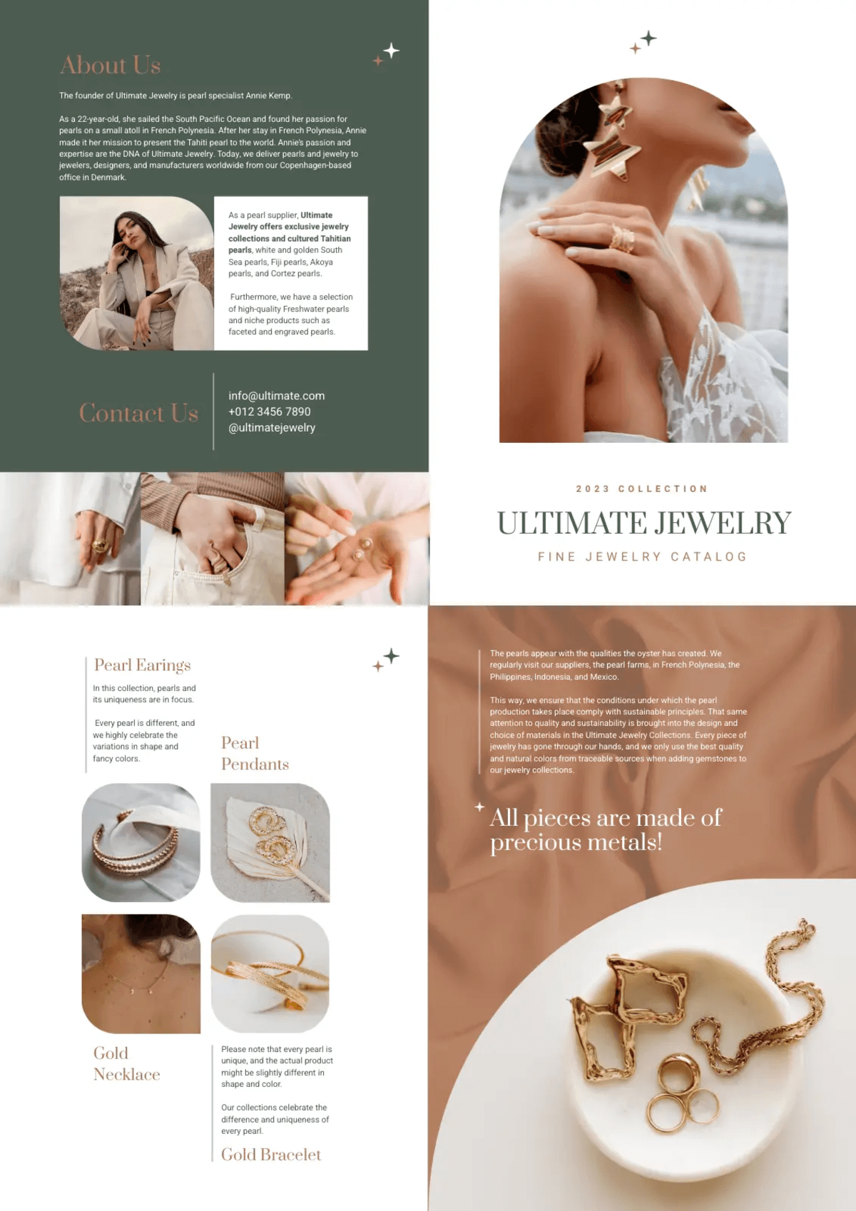 white and green jewellery brochure