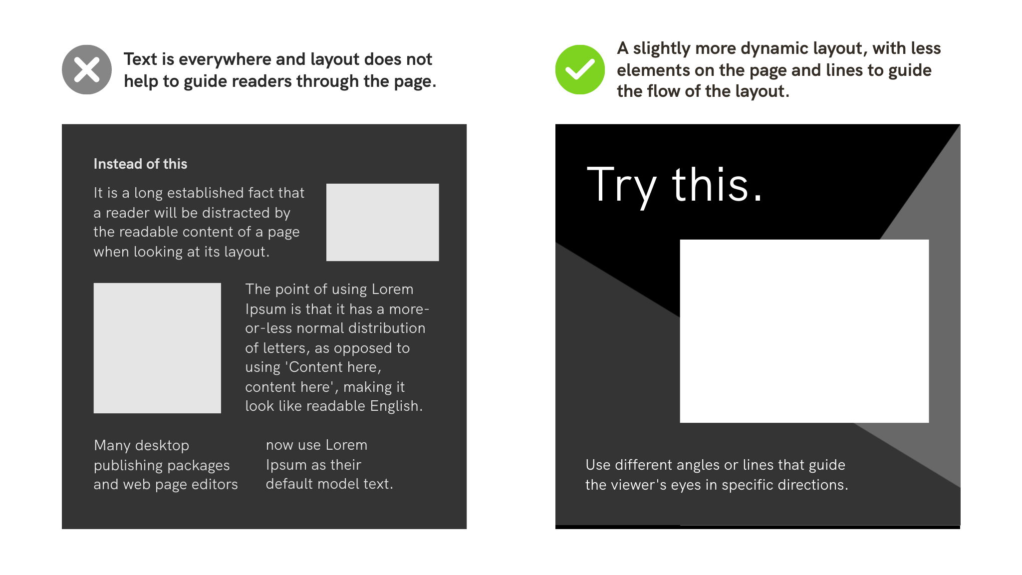 this is an image about directional contrast for piktochart blog article about contrast in design