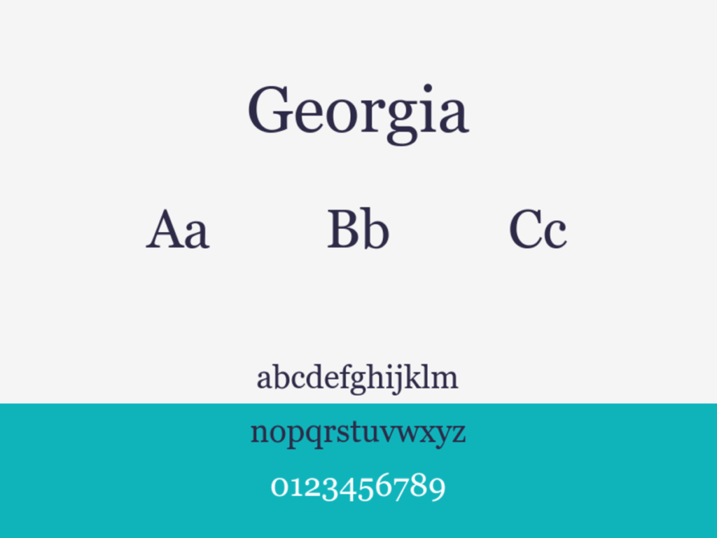 georgia font sample: uppercase and lowercase alphabet and numerals.