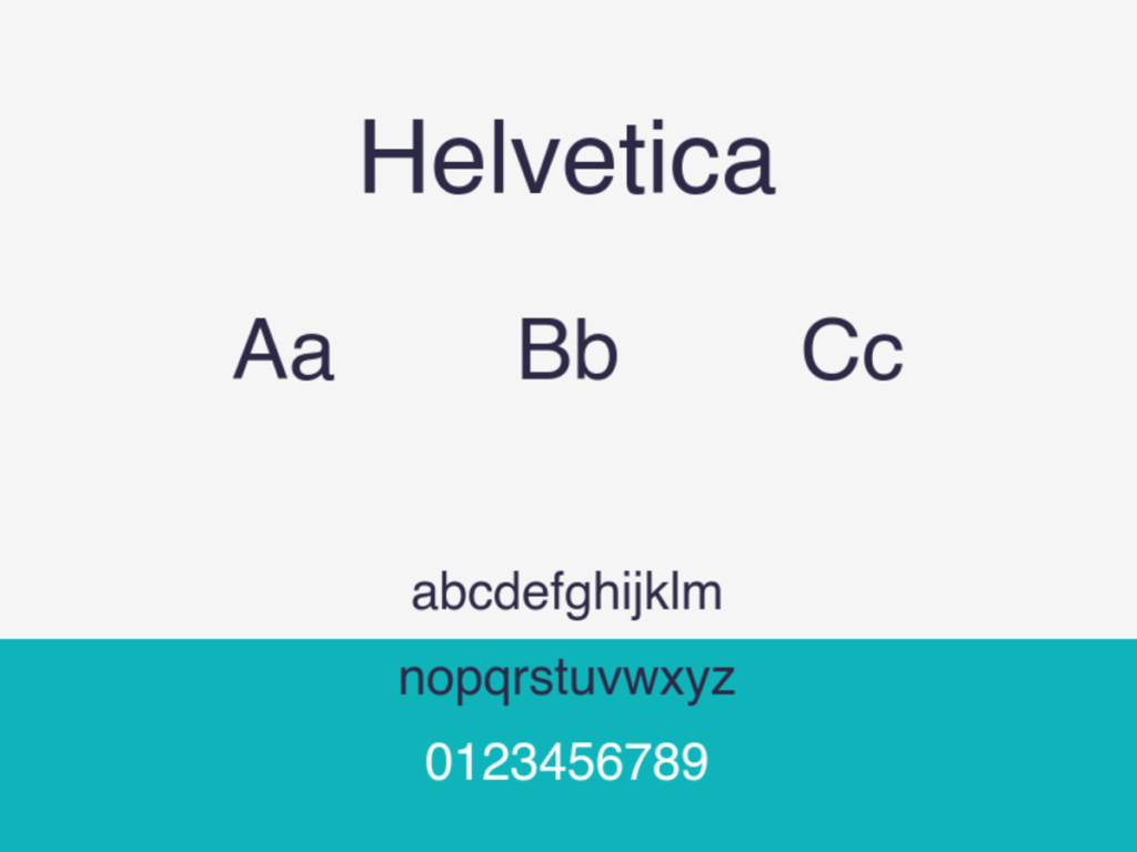 helvetica font sample: uppercase and lowercase alphabet and numerals