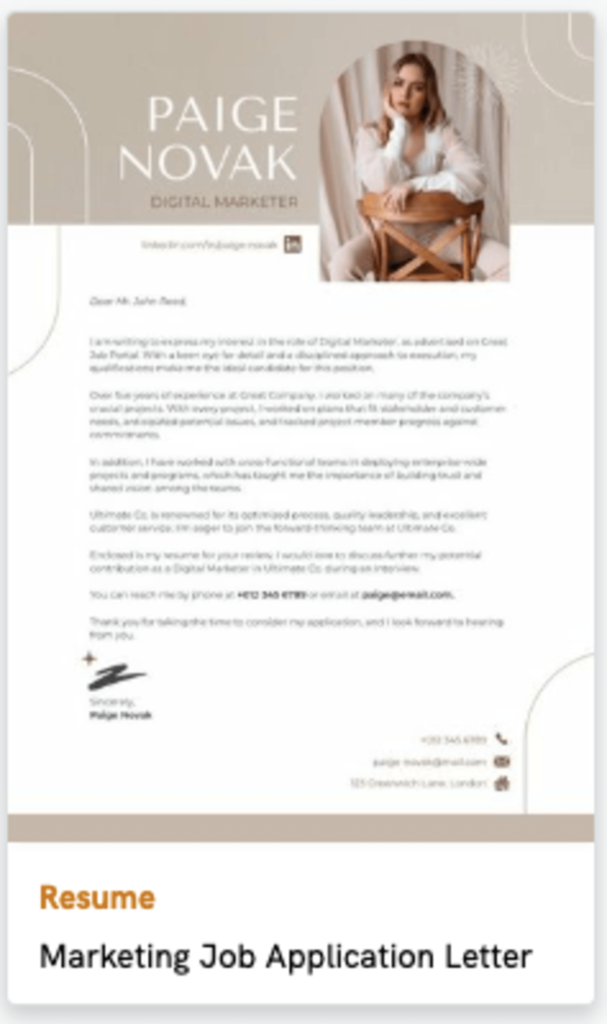 an example of a digital marketer’s cover letter, designed to write a standout cover letter