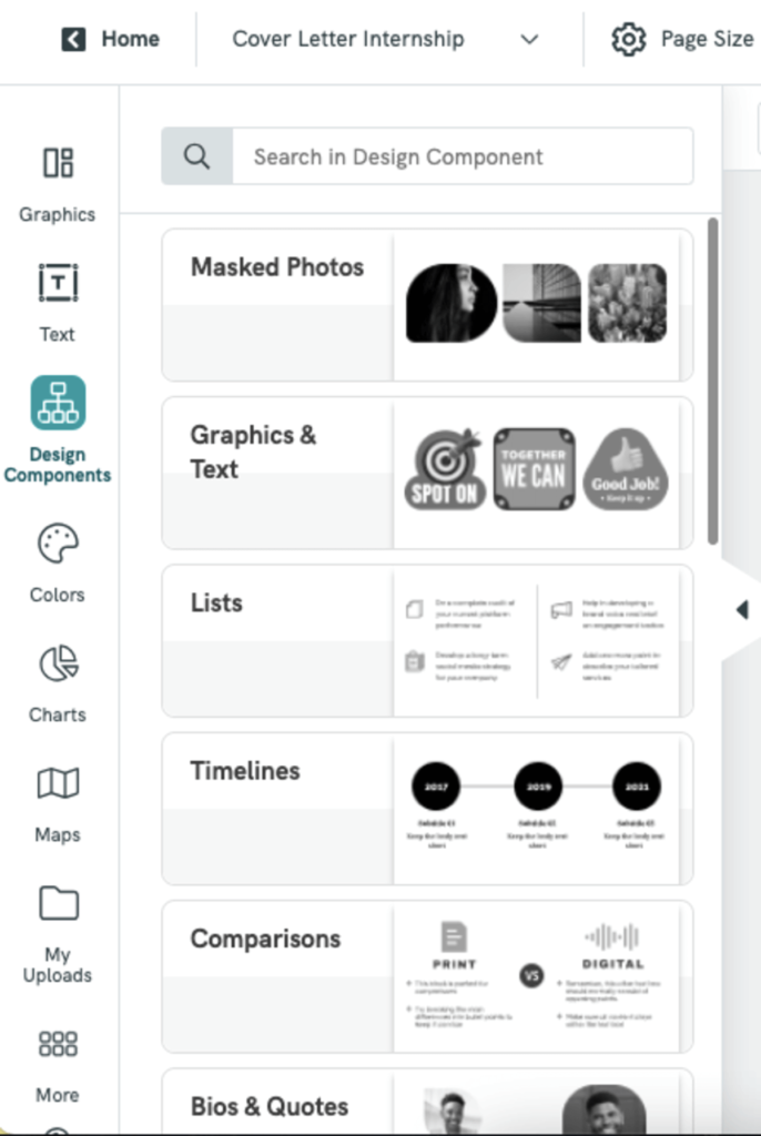 a screen capture from piktochart design platform, the graphic shows graphic and text elements, this is useful for those who need to write a cover letter and want to ensure that they write a good one