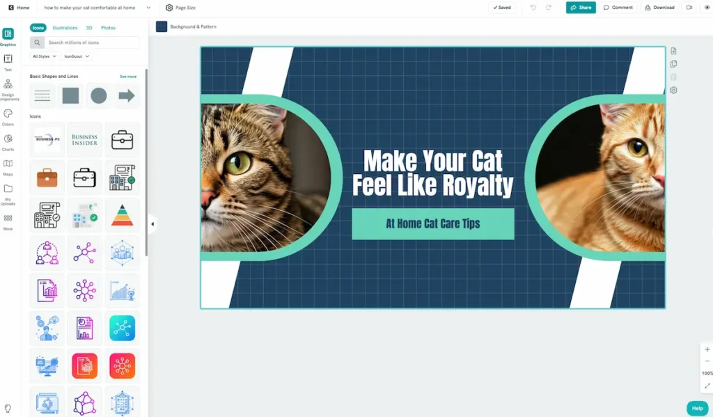 screenshot of Piktochart YouTube thumbnail editor