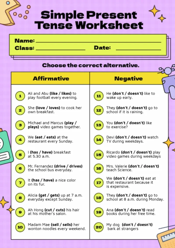 grammar worksheet template by piktochart