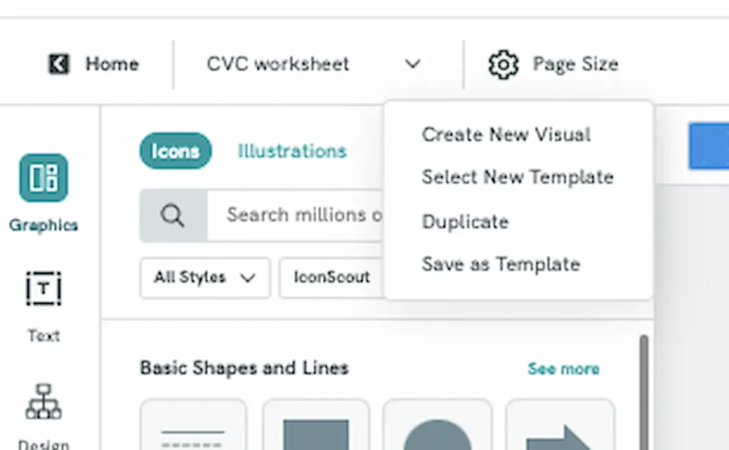 screenshot of duplicate option worksheet in piktochart