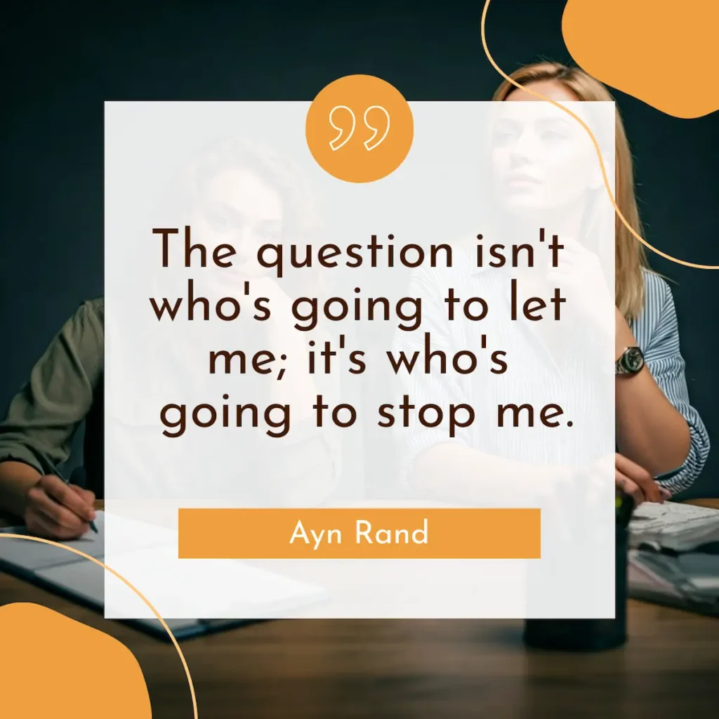 inspiring strong quotes for women quote by ayn rand- created through piktochart ai quote generator