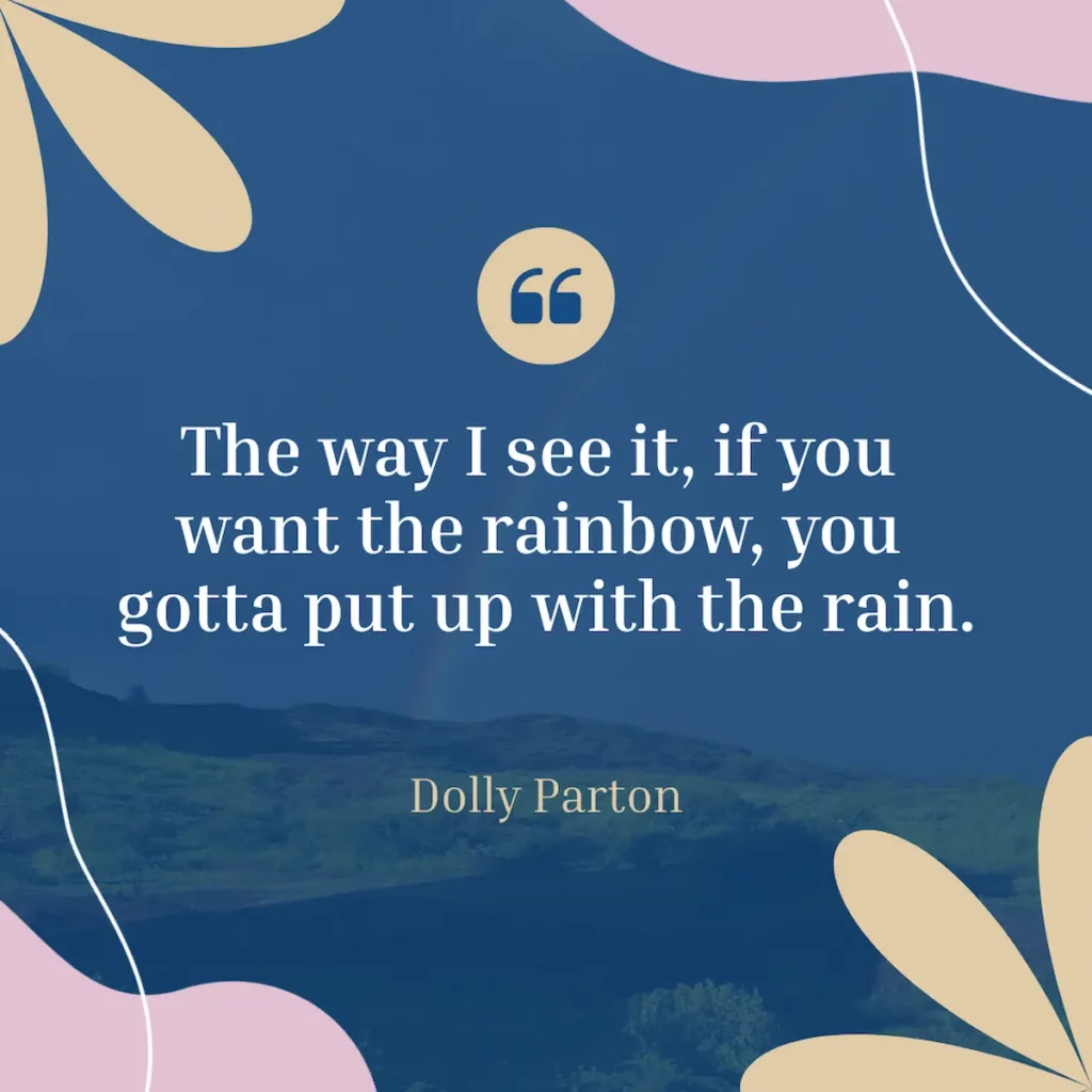 an inspiring woman quote by dolly parton on resilience - created through piktochart ai quote generator