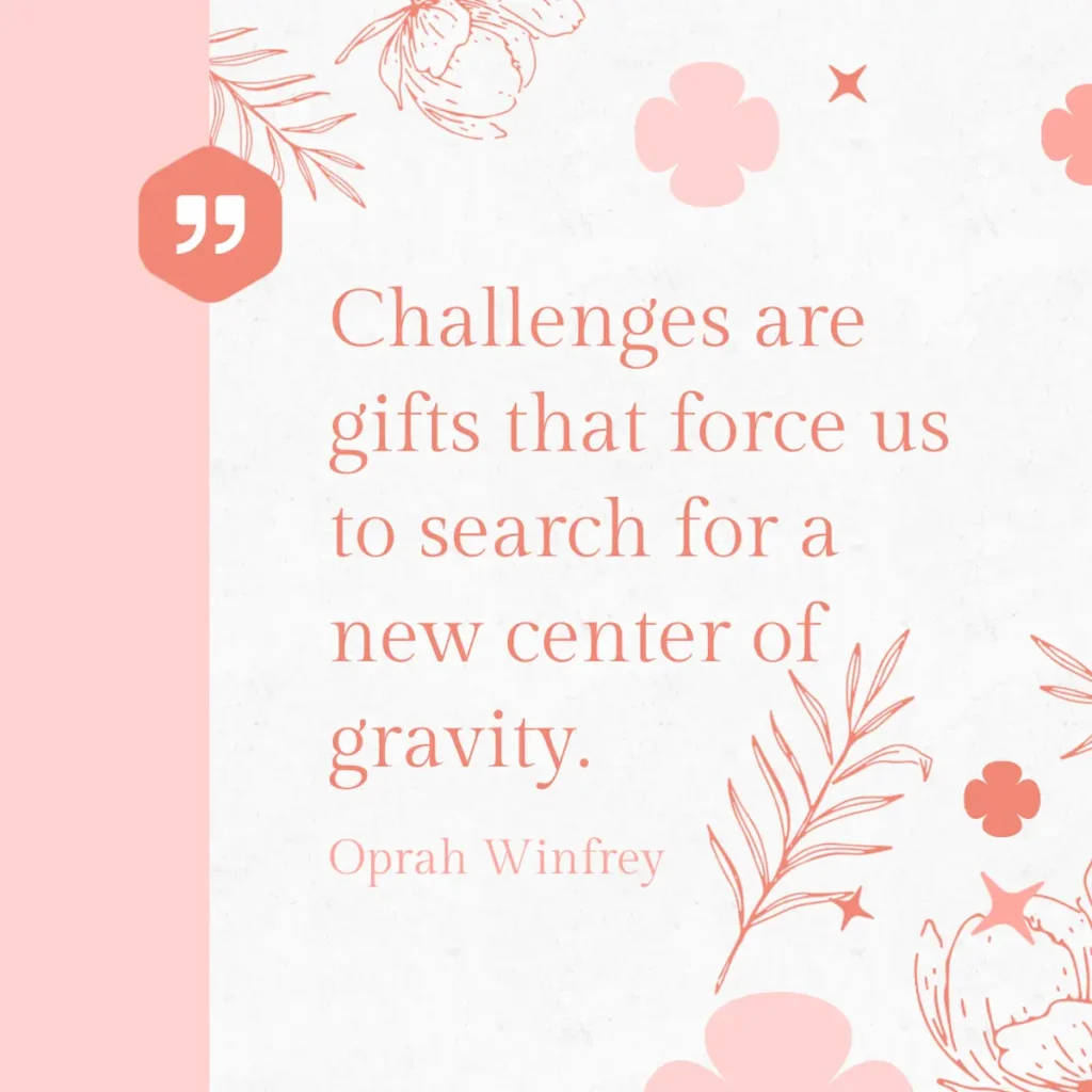 an inspiring woman quote by oprah winfrey on challenges - created through piktochart ai quote generator