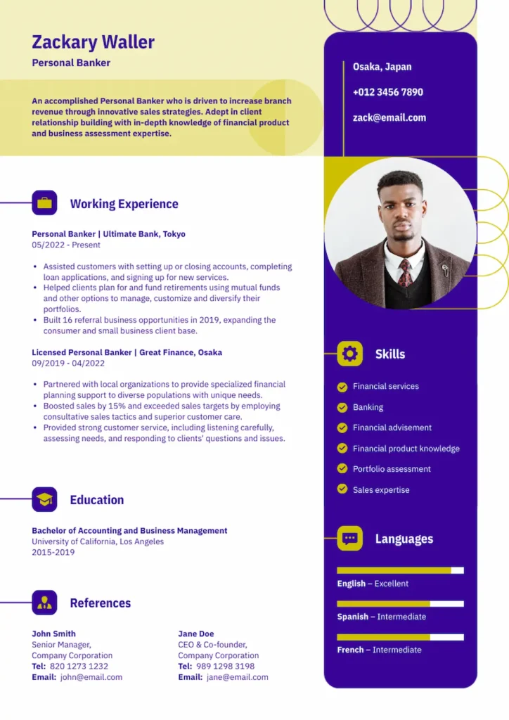 one-page resume template with an objective