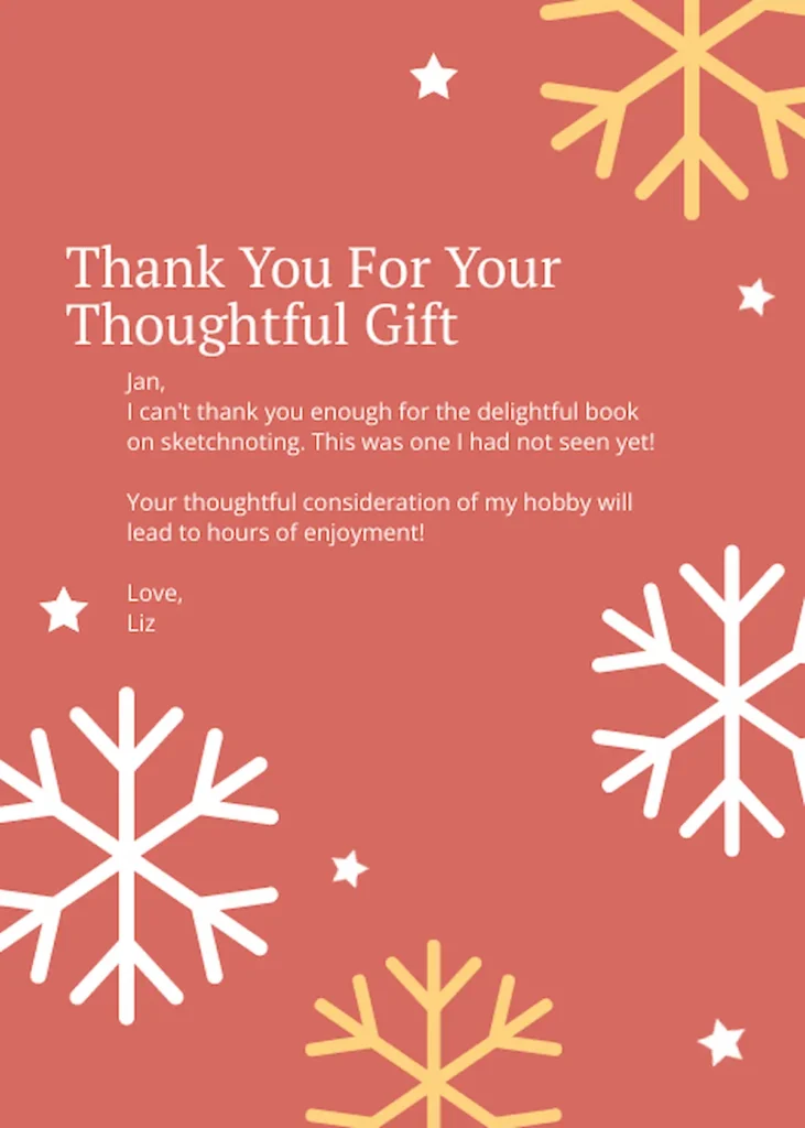 thank you note for gift piktochart template