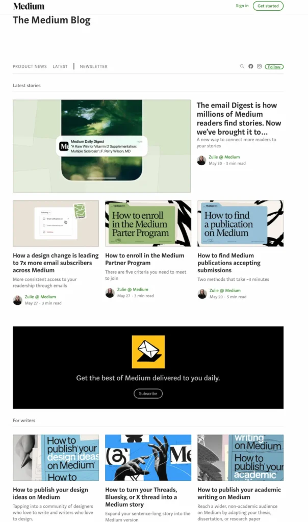medium.com as an example of unity in design