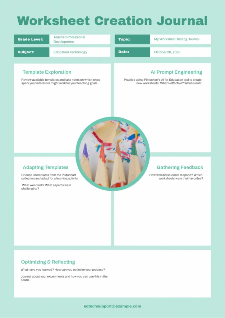 worksheet creation journal